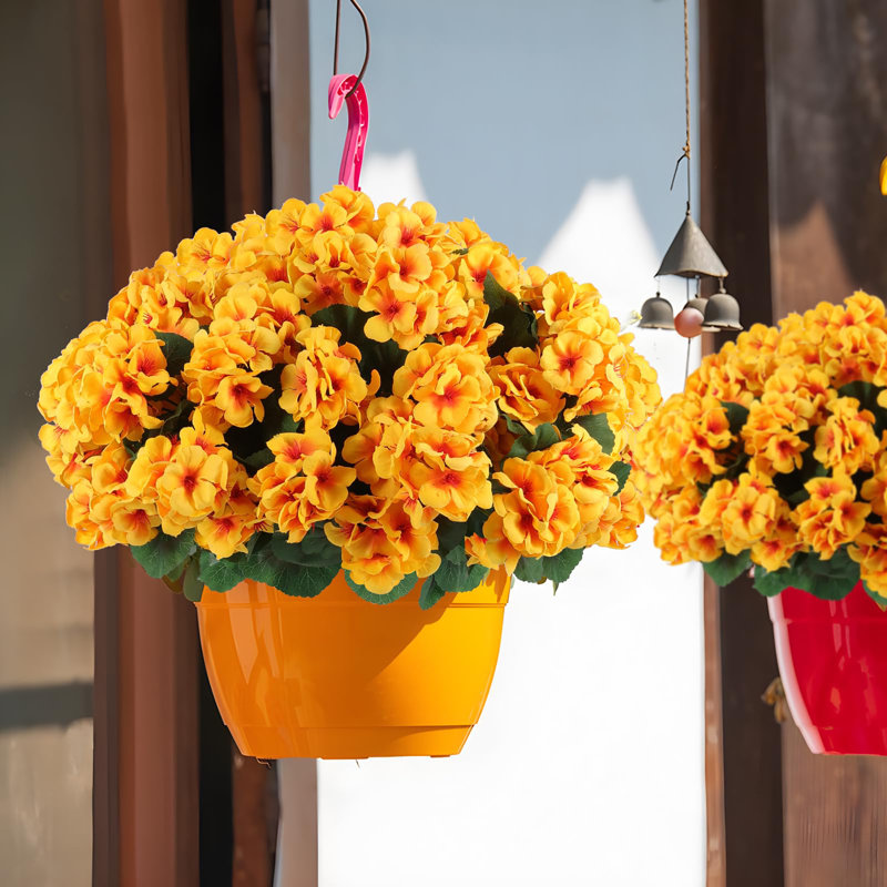 Fleurs de géranium artificielles, 12 pièces pour illuminer les espaces intérieurs et extérieurs, Yellow