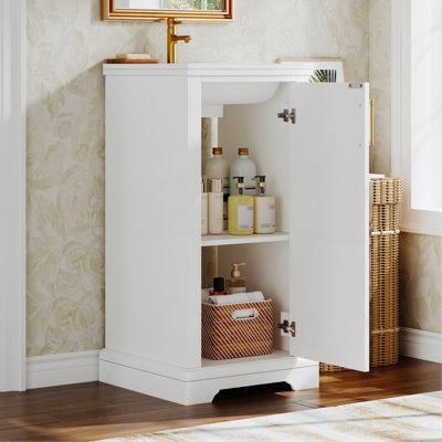 Ensemble de meuble-lavabo sur pied 16 po avec lavabo en céramique, ensemble de meuble-lavabo simple autoportant avec porte à fermeture douce et tablette réglable