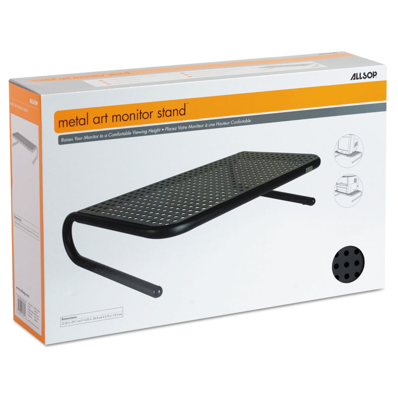 Black Steel Ergonomic Monitor Stand with Vented Platform