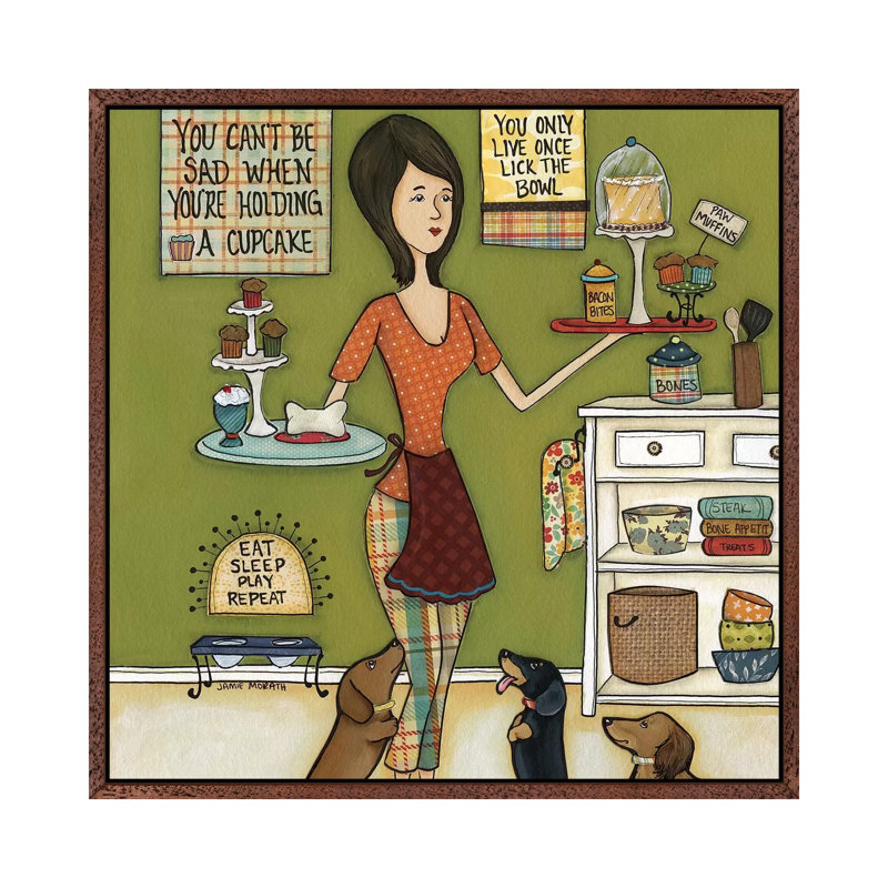 Paw Muffins by Jamie Morath - Print on Canvas, 66.04 cm H x 66.04 cm W, Classic Brown Wood Framed