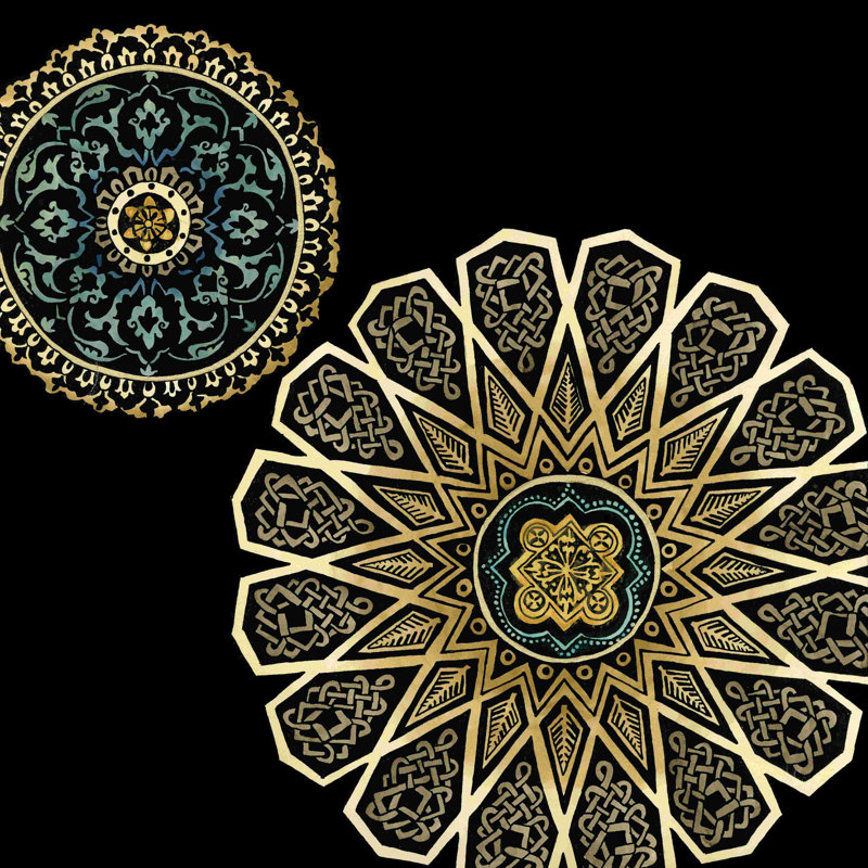 Midnight Rosette II, H 12 po x l 12 po