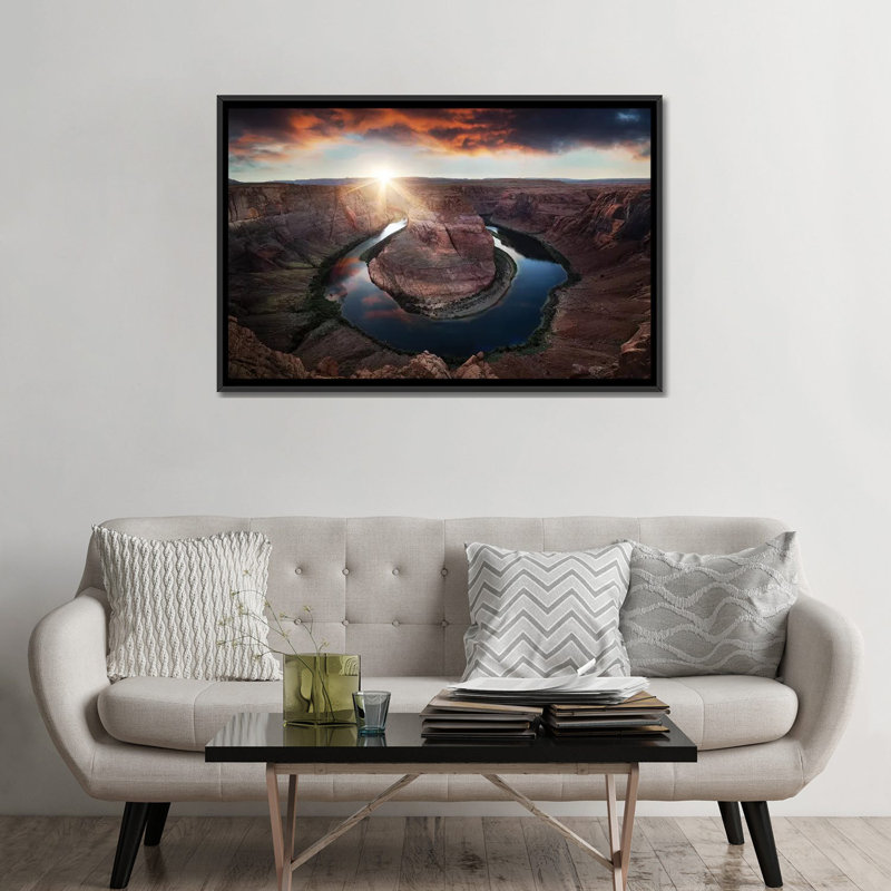 «Horseshoe Bend», reproduction de photo sur toile, H 40 po x l 60 po x P 1,5 po, Toile avec cadre noir, Pas de tapis