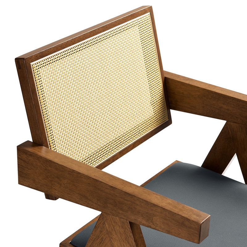 Ensemble de 2 fauteuils de salle à manger en cuir Thera, Noyer, Noyer