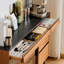 Buffet scandinave en cerisier massif avec portes en verre, tiroirs et plateau noir - Armoire de rangement pour la cuisine, l'entrée