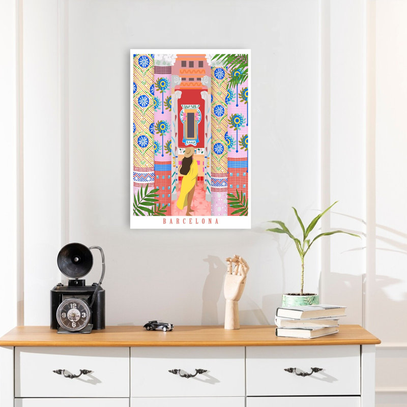 Barcelona Architecture Colorful Vibrant Abstract Architecture City Wall Art Print 1 Piece Wrapped Canvas Wall Art