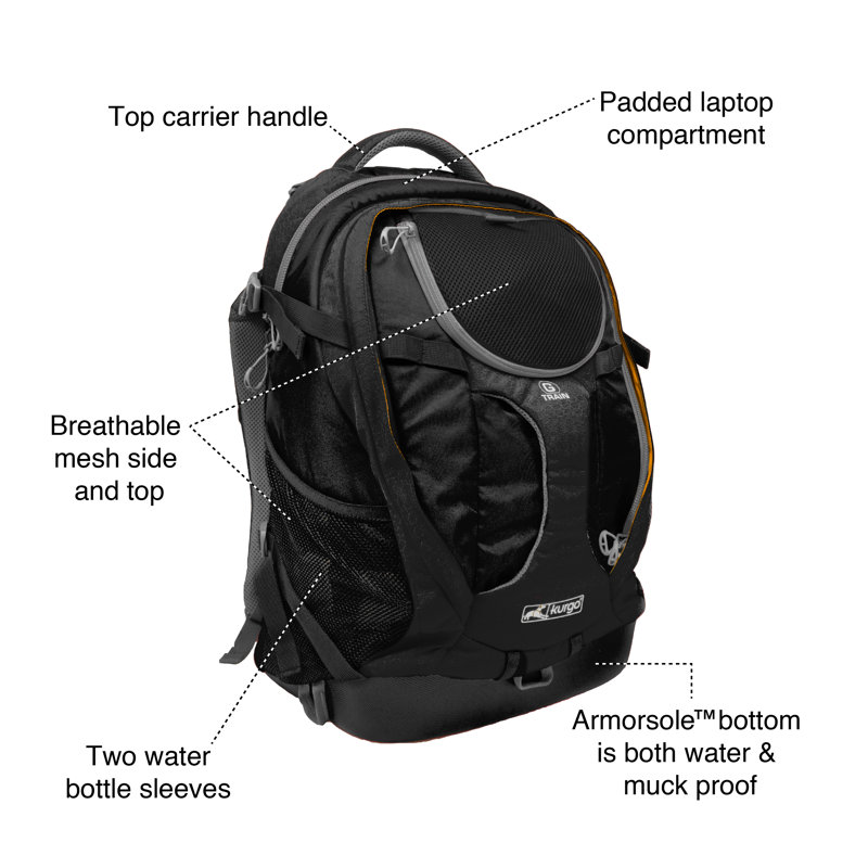 Kurgo G-Train Backpack, Black, Black/Orange