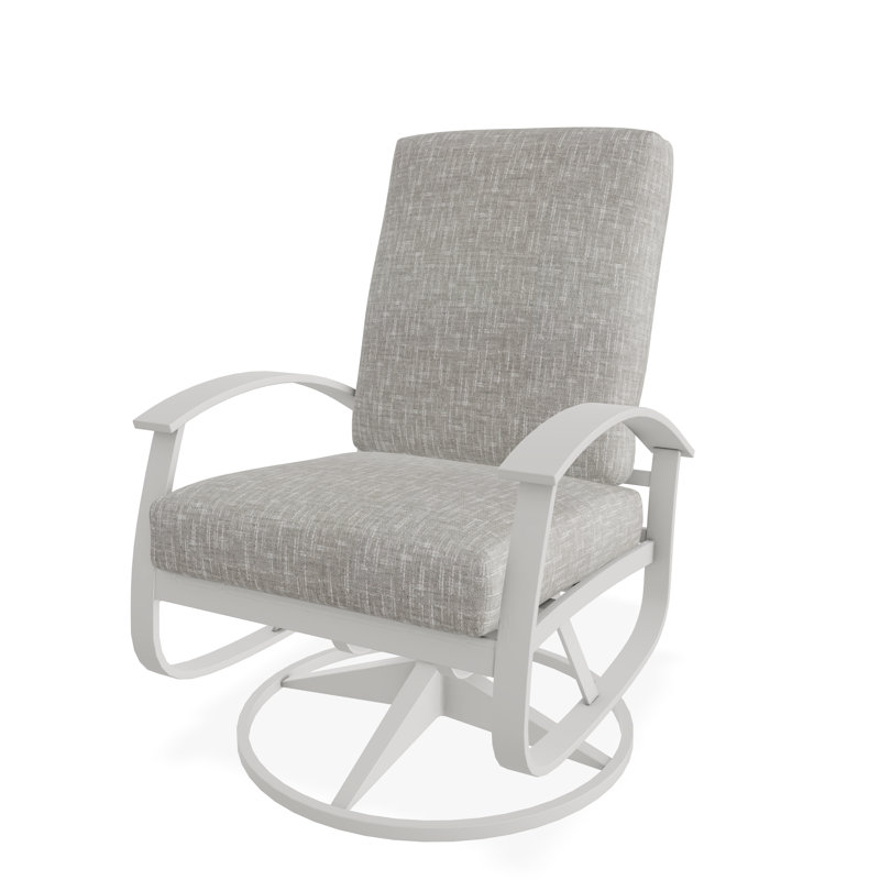 Chaise berçante pivotante à assise profonde Belle Isle, Neige, Étain