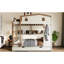 Grand lit superposé, lit gigogne pour les soirées pyjama, tablettes de rangement, sommier sans sommier, bois de pin, vestes à crochets intégrés beiges et naturels, lattes en bois massif,