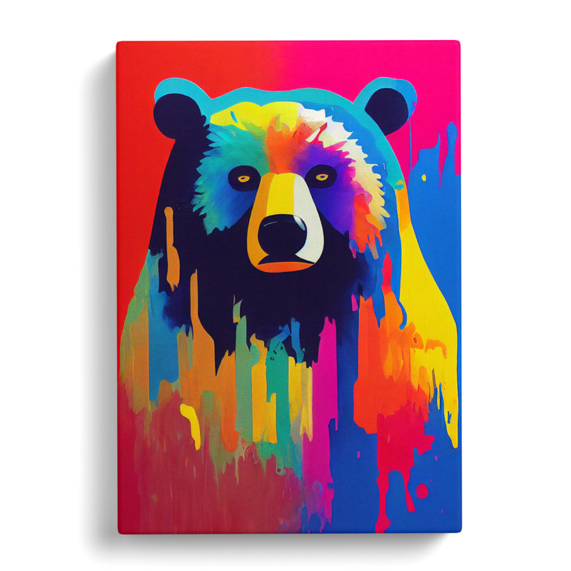 Bear Crayon - Wrapped Canvas, 50cm H x 35cm W x 3cm D