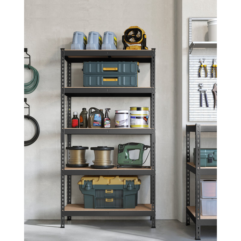 Adjustable Shelving Unit, 70.9" H x 35.4" W x 17.7" D, Black