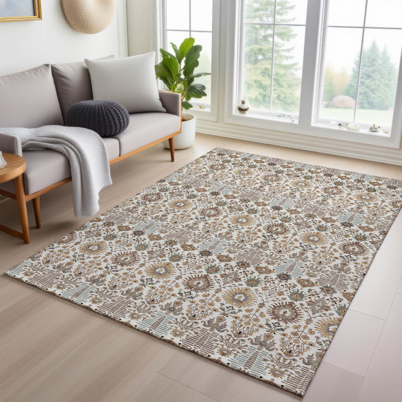 Machine Washable Indoor/Outdoor Gursevak ACN2251 Global Rug, Rectangle 10' x 14'