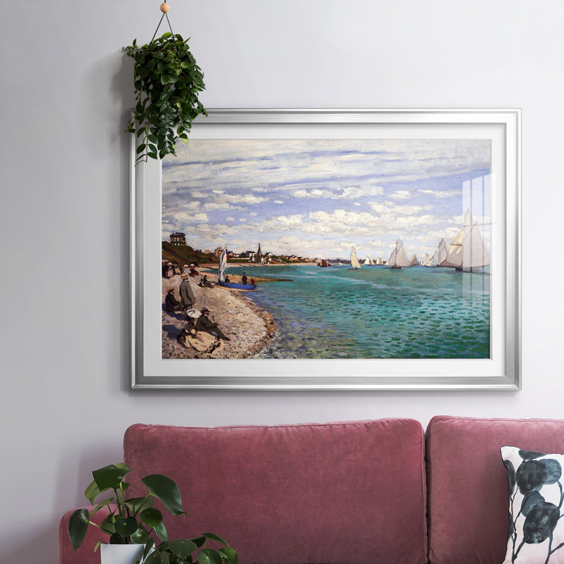 Monet - Impression encadrée avec verre biseauté mat et verre, Argent, H 15 po x l 21 po x P 1,5 po