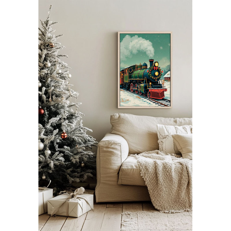 «Festive Christmas», peinture encadrée décorative de 13,0 po x 19,0 po | Cadre 100% bois massif (épaisseur: 0,8 pouce), œuvre d'art 100% MDF | Impression numérique pour des couleurs vives, décoration murale parfaite pour la maison et le bureau