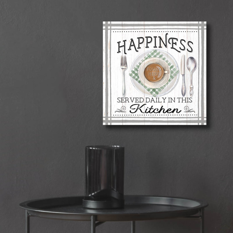  «Happiness Served Daily» par Elizabeth Tyndall, art mural en verre acrylique, 12 po x 12 po