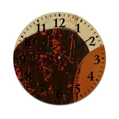 Horloge murale abstraite brune et orange ronde pour atelier véranda 12 x 12 po