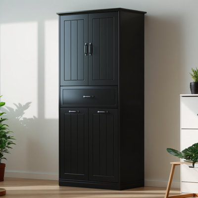 Armoire de salle de bain 65,8 po avec deux paniers à linge, armoire de rangement avec 2 portes et 1 tiroir pour la maison et la salle de bain