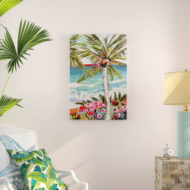 «Palm Tree Wimsy II» par Karen Fields, reproduction d'art sur toile, H 36 po x l 24 po, Impression sans cadre, Sans cadre