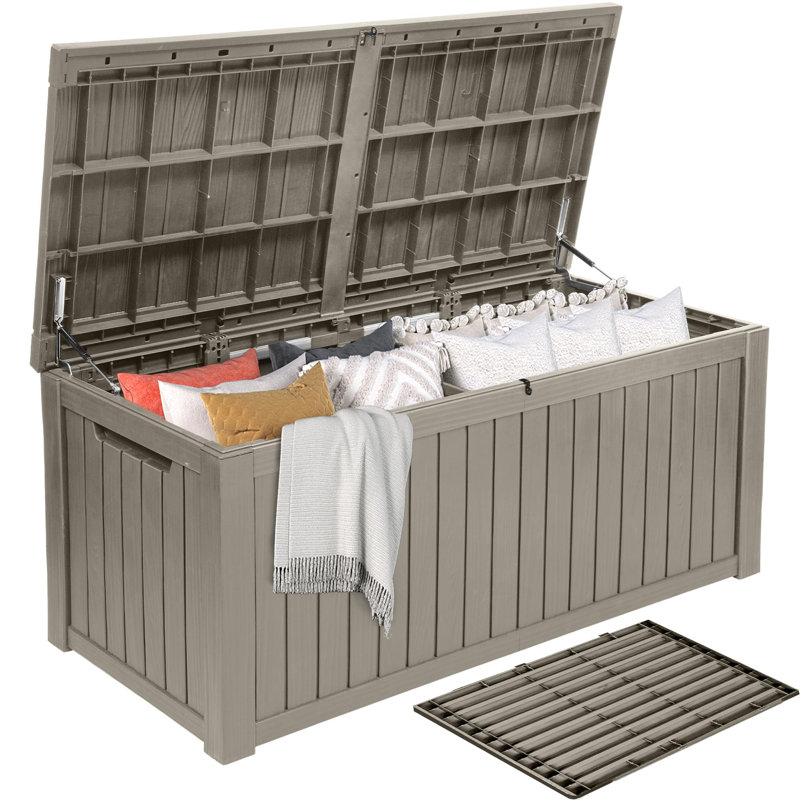 680L Durable and Weather-Resistant Lockable Deck Box, Brown