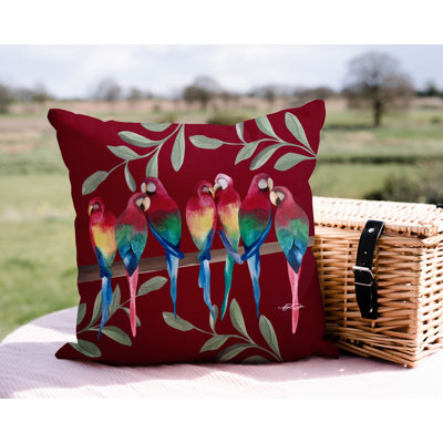 Sky Flocked Together Birds Outdoor Square Pillow Cover & Insert