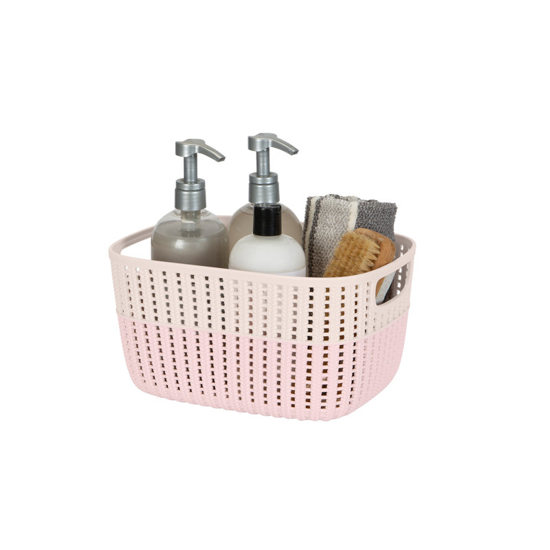 Panier décoratif en plastique, H 6 po x l 9 po x p 11 po, Rosé, 1
