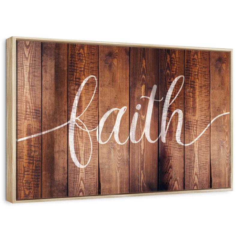 Faith typographie, Cadre flottant en bois naturel, 37 po x 25 po