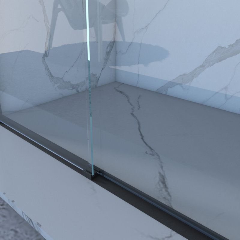 56 - Porte de douche de 60 po x 70 po, cadre en aluminium, double coulissement, verre trempé de 8 mm, quincaillerie noire, salle de bain, imperméable, stratégie d'installation simple coulissante de 60 po x 70 po, cadre avec processus