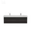 Meuble-lavabo 72 po (36 po * 2) avec lavabo en quartz noir mat et tiroirs noirs doux, meuble-lavabo mural flottant, lavabo une pièce blanc brillant