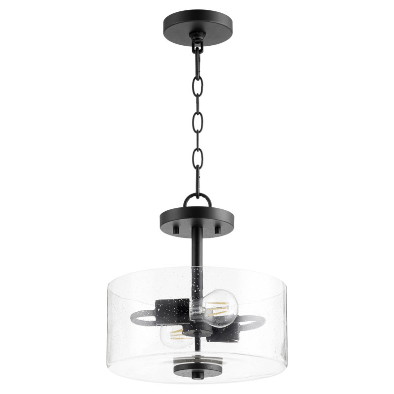 Tingledale Glass Semi Flush Mount, Noir