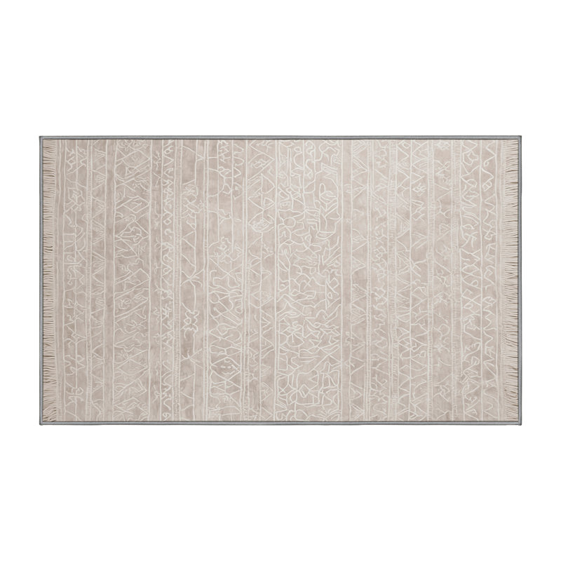 Machine Washable Gray Area Rug, Rectangle 5' x 7'