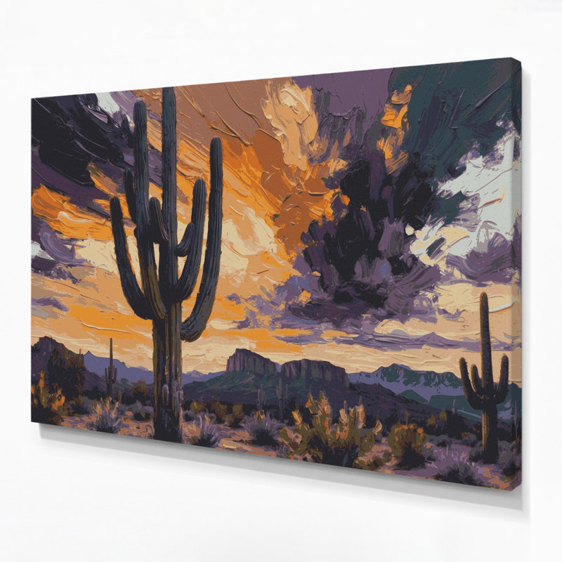 Art botanique sur toile Bactical Saguaro Cactus, H 20 po x l 24 po