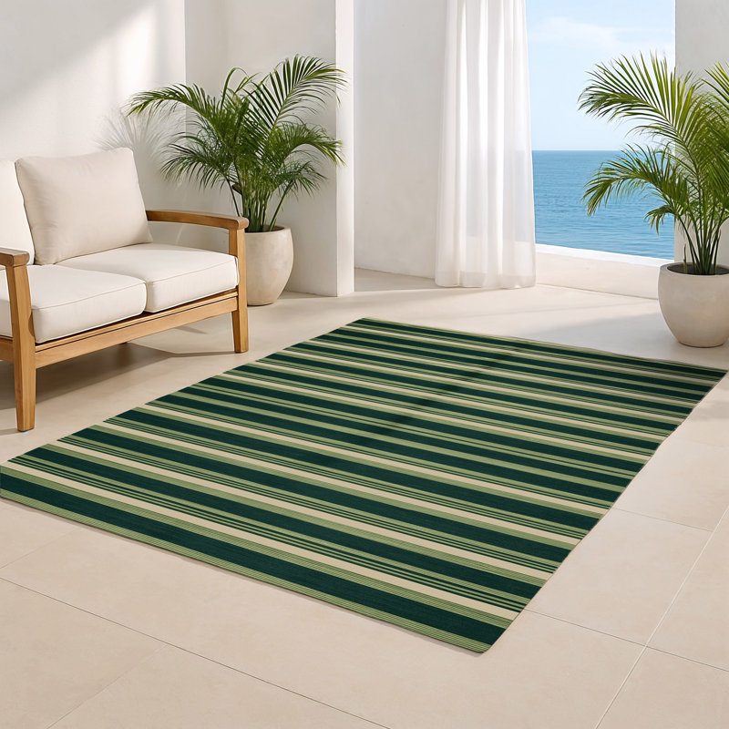 Tapis intérieur / extérieur vert HorizontalStripes, Rectangle 4pi x 6 pi