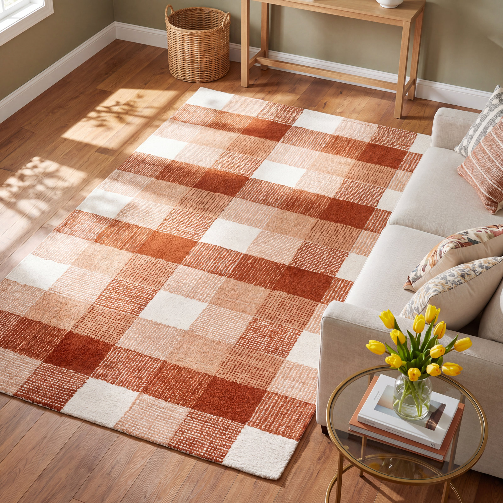 Hand-Tufted Wool Plaid Rug, Runner 2'3" x 8'