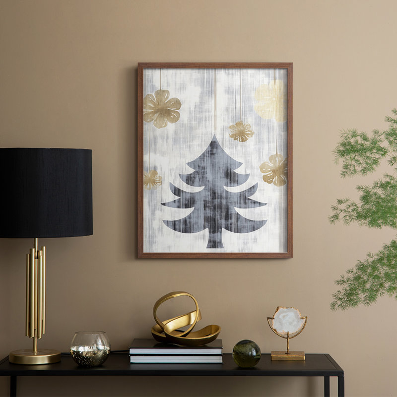 «Christmas Holiday Art», reproduction encadrée CECV III, H 21 po x l 17 po, Noyer