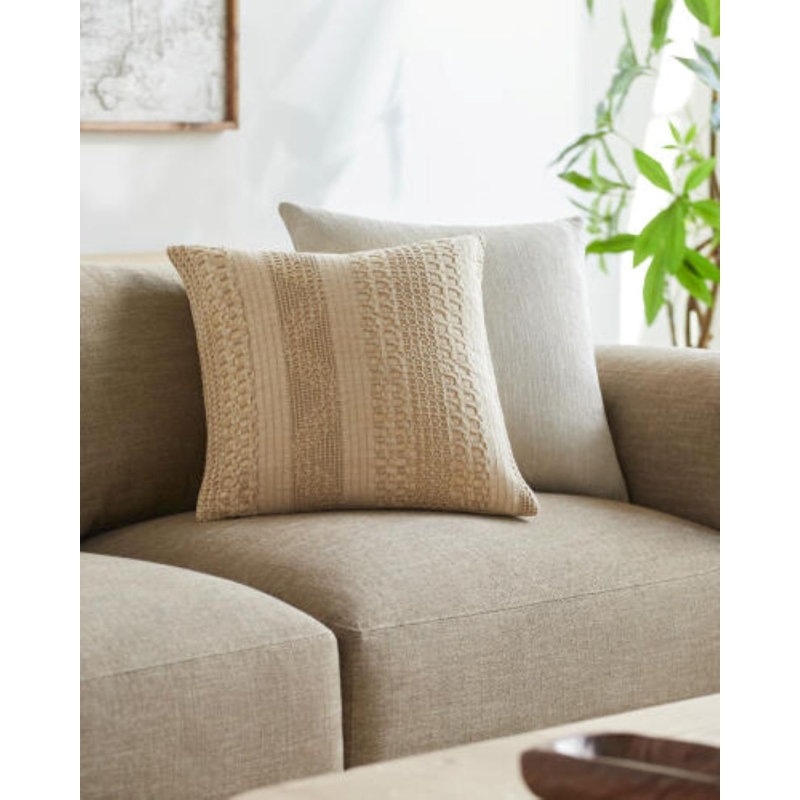 Housse et insert de coussin 100% coton Dustyn, 20 po x 20 po, Blé, Rembourrage du duvet