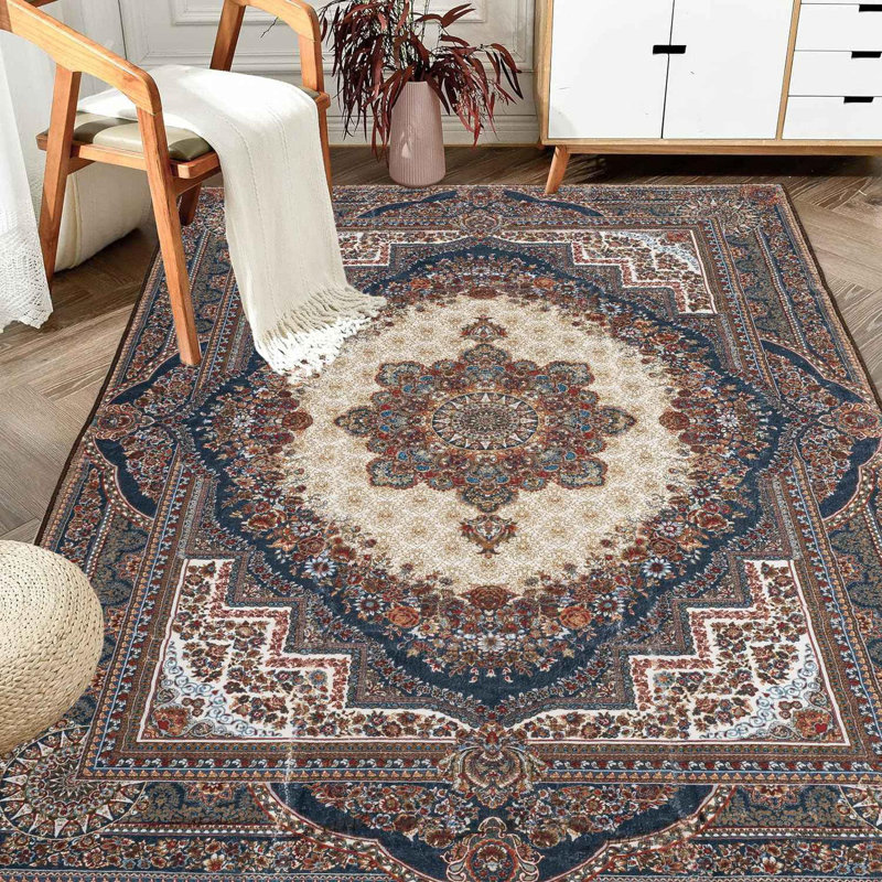 6x9 Area Rug Vintage Bohemia Non-slip Washable Rug, Rectangle 6' x 9'