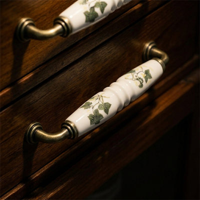 Ensemble de 2 poignées d'armoire, poignées de tiroir en céramique pour garde-robe, armoires de cuisine et commodes, boutons de quincaillerie, rallonge
