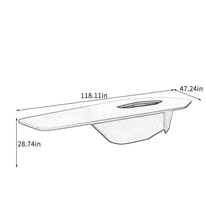 Table de conférence Minimalist Hexagonal, H 28,74 po x L 118,11 po x P 47,24 po