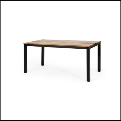 Table de salle à manger Lindsey avec plateau en bois d'acacia durable et design industriel, parfaite pour les maisons modernes