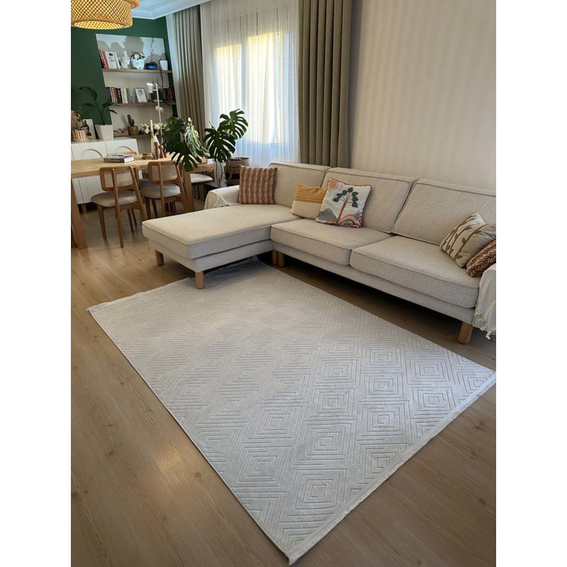 Tapis en coton Tilina avec envers antidérapant, Rectangle 3 pi 11 po x 6 pi 7 po