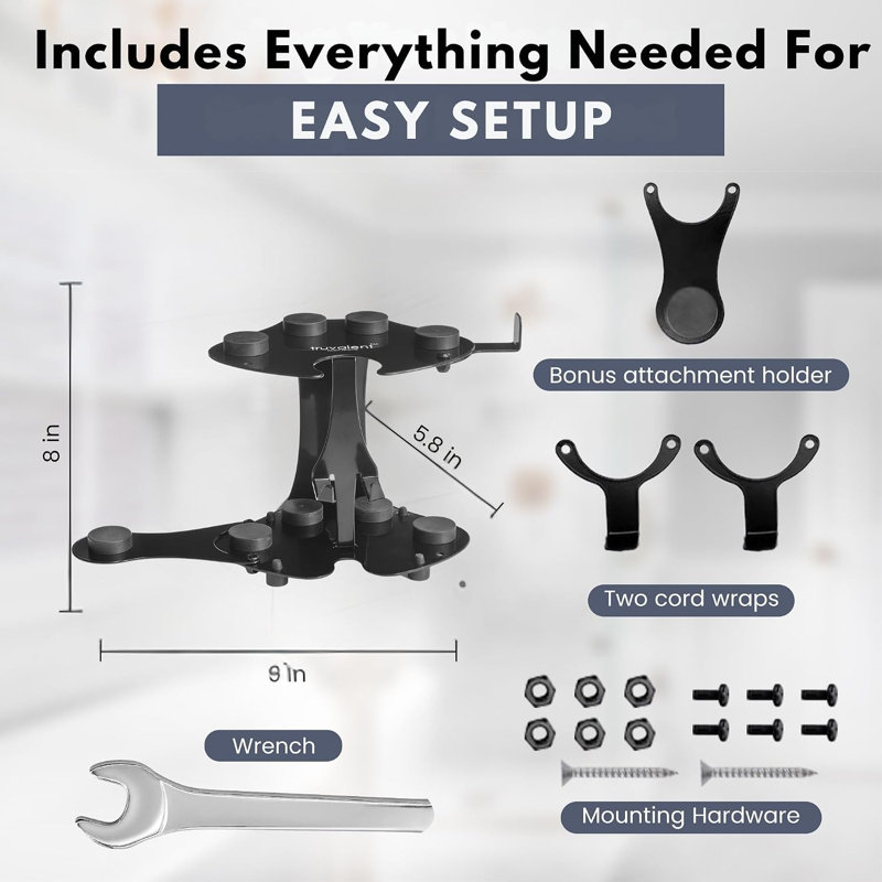 Porte-accessoires pour séchoir à cheveux pour Dyson Airwrap & Shark FlexStyle seulement - Organisateur mural ou de comptoir pour outils pour les cheveux - Support de rangement pour 9 accessoires de coiffage