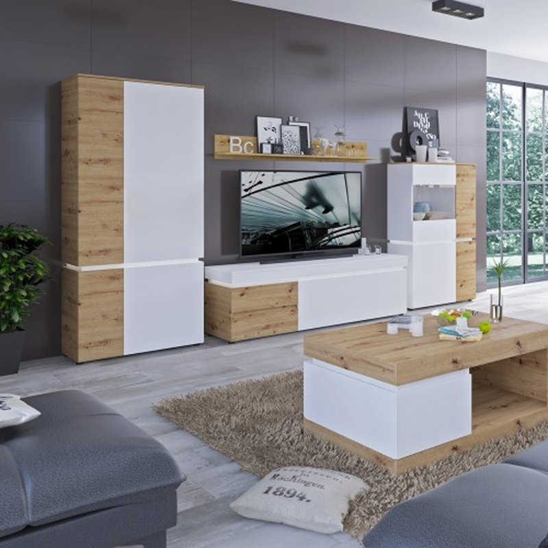 Kymarni 4 Door Manufactured Wood Wardrobe, Natural/White