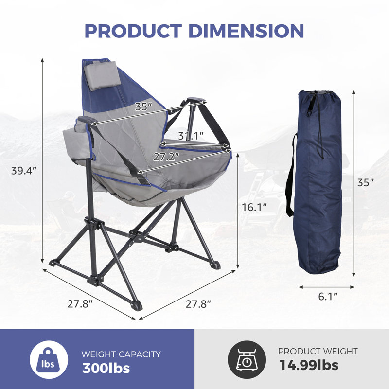 Chaise de camping portable hamac gris clair , Gris