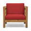  Fauteuil d'extérieur avec structure en bois d'acacia et coussins rouges, chaise longue de patio pour balcon ou jardin