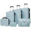 Ensemble de bagage 6 pièces, valise rigide avec double roulettes à poignée verrouillable, étui à cosmétiques 14 po, bagage 20/24/28 po avec sac de voyage et trousse de toilette