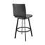 Tabouret de bar pivotant de 26 po à hauteur de comptoir avec similicuir gris et finition noir mat - rotation à 360 degrés, siège confortable, base stable