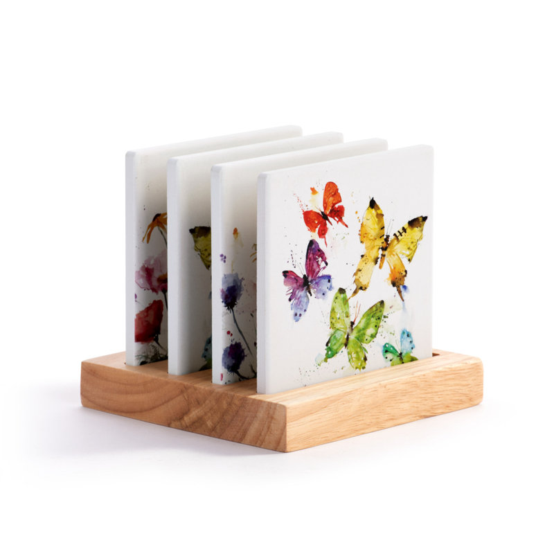 Earthenware Square 4 Piece Coaster Set