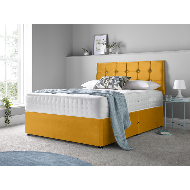 Adarah Divan Bed Set, Mustard, Left Side Drawers, Double (4"6)