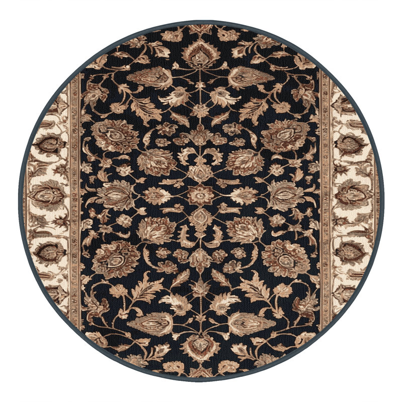 Machine Washable Persian Brown Area Rug, Round 5'