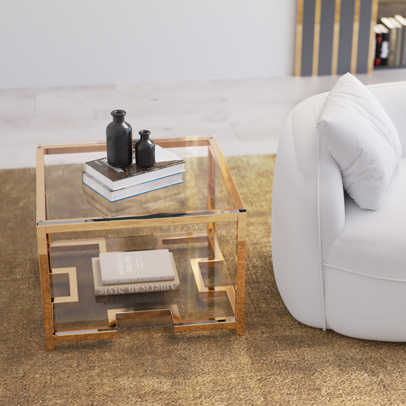 Juntunen Side Table In High Polish Gold - 20" H x 28" W x 28" D