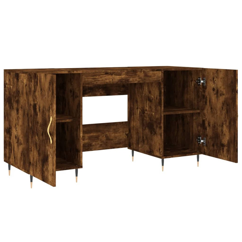 Fidler Metal Base Writing Desk, Smoked Oak/Black